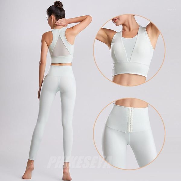 

yoga outfit set women gym clothes breathable mesh sport bras tights hip lift shaping leggings running fitness workout sportswear suits