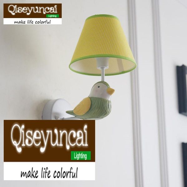 

wall lamp qiseyuncai american small fresh bird children's room simple boy girl bedroom resin lighting