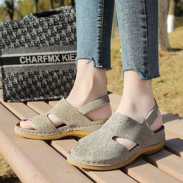 

sandals fashion women waterproo round female flat slippers casual comfortable summer sandalias zapatos mujer, Black