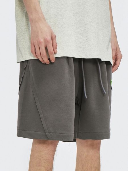 

men seam front patched detail shorts c9dm#, Black