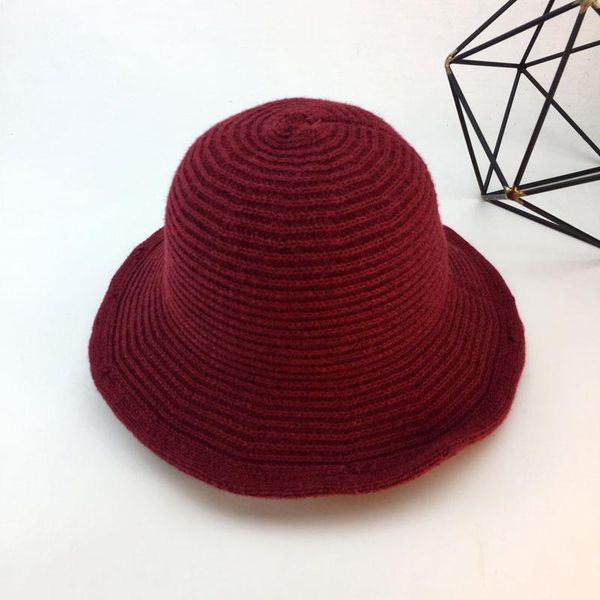 

wide brim hats autumn and winter ladies dome curled wool knitting warmth fashion style british woolen hat, Blue;gray