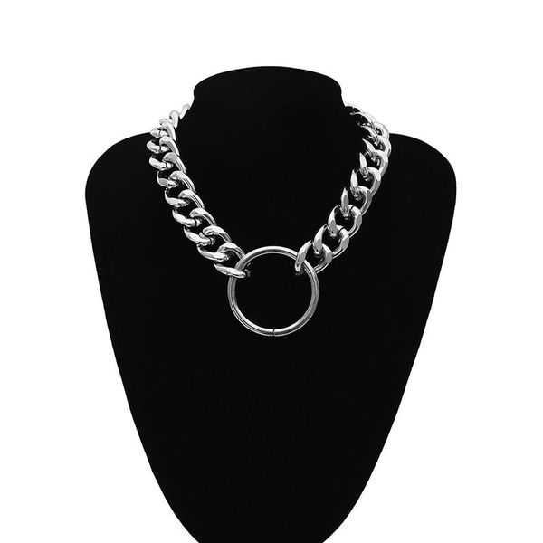 

chokers women men collar vintage necklace gold silver color girls gifts punk round metal chain o ring choker, Golden;silver