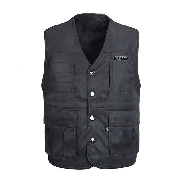 

2021 new autumn cotton men vest with many pockets warm casual winter windbreaker sleeveless jacket for male thick outerwear waistcoat 6g75, Black;white