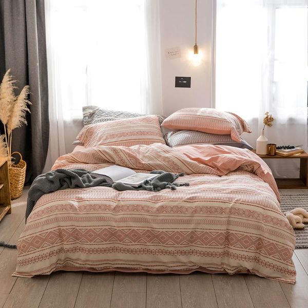 

bedding sets 100% cotton jacquard bohemia style set for 1.5/1.8/2.0m 5/6/6.6feet bed duvet cover flat sheet 2 pcs pillow case