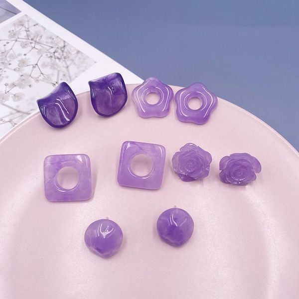 

stud lovoacc cute multiple irregular resin earring for women candy color geometric flower earrings statement summer jewelry 2021, Golden;silver