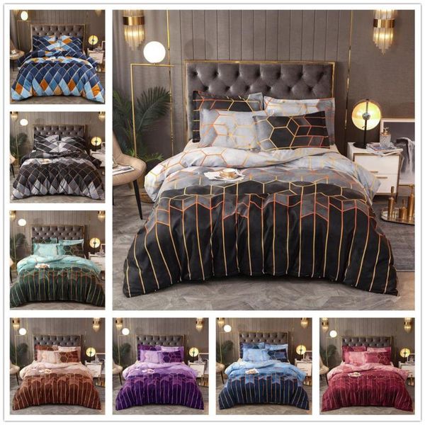

bedding sets rolny gold line geometric diamond color quilt cover and pillowcase bed duvet