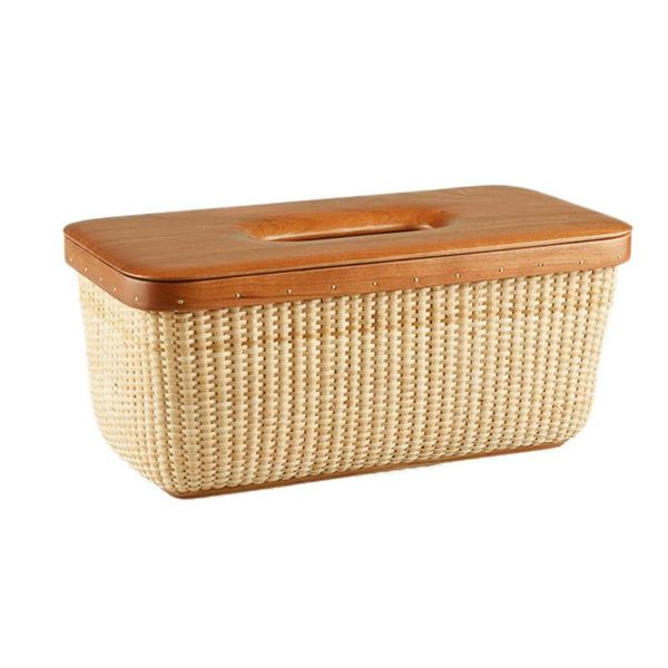 

tissue boxes & napkins rattan box pastoral style handmade rectangle wooden cover