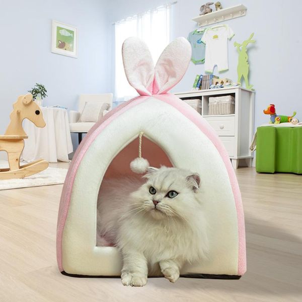 

cat beds & furniture pet nest dog house warm kennel cave fodable semi-closed mat cozy sleep bed pad accessories pets supplies