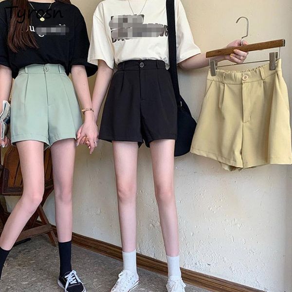 

women's shorts women solid draped zipper button arrival leisure baggy short lady elegant korean fashion high waist trousers ins, White;black
