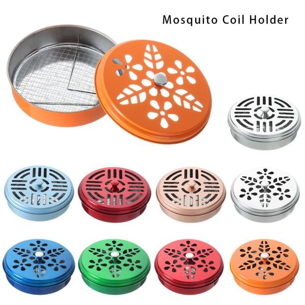 

fragrance lamps durable anti-mosquito metal tray useful mosquito coil holder with cover sandalwood rack repellent incense plate
