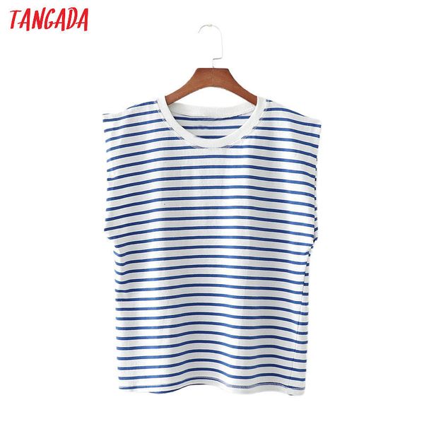 

tangada women vintage striped print t shirt oversized cool short sleeve o neck tees ladies casual tee shirt 1d180 cx200622, White