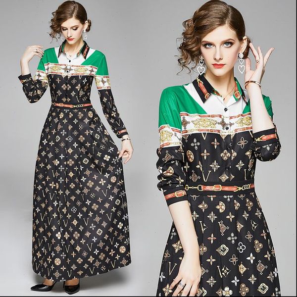 

2021 new womens dresses fashionable womens wild waist slim long sleeved printed long dress drop shipping good quality, Black;gray