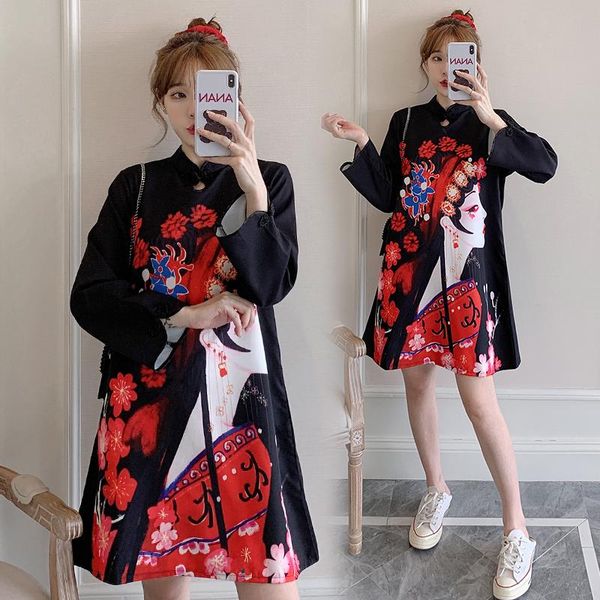 

maternity dresses 8506# clothes spring autumn long sleeve easy matching loose stylish floral dress for pregnant women mom, White