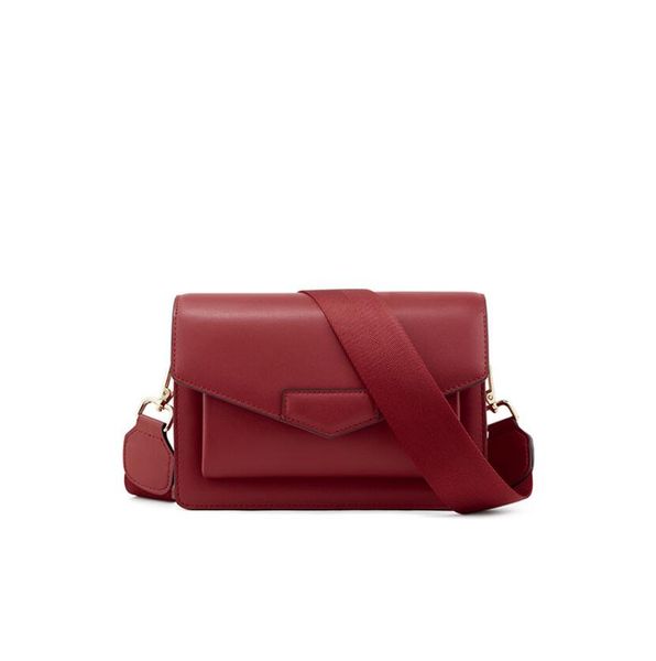 

new ladies fashion genuine leather retro small square bag wild canvas wide shoulder strap single shoulder messenger bag