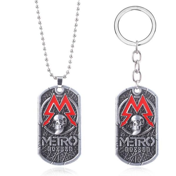 

rj metro exodus 2033 skull necklace gothic metal dog tag pendant cosplay jewelry accessories halloween gift, Silver