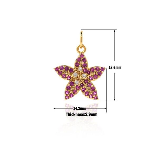 

charms cz flower pendant micropavÃ© jewelry starfish necklace fuchsia charm 18.6Ã14.2Ã2.9mm, Bronze;silver