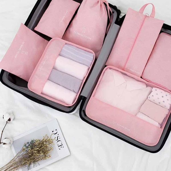 

storage bags travel bag 7-piece set suitable for 20-27 inch suitcase waterproof classified cosmetics clothes organizer
