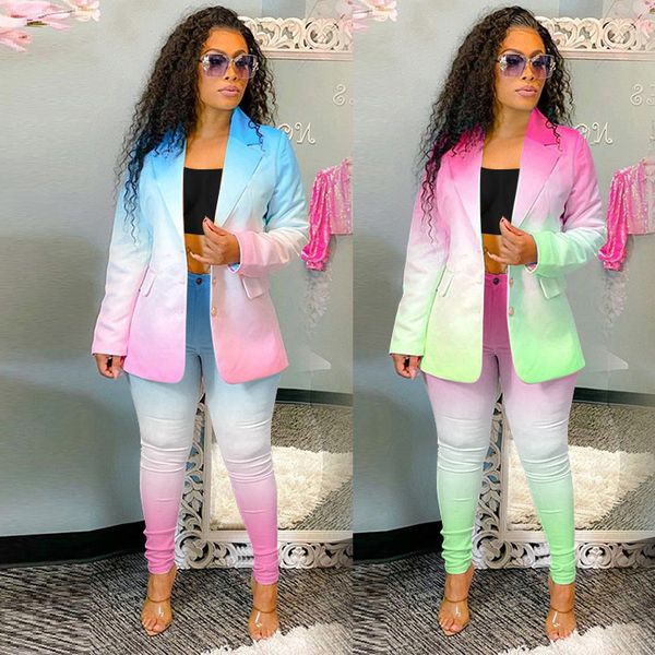 

2021 womens spring blazer suit office wear business jacket blazer and pants leggings set button coat 2 piece clothing set nk203, White