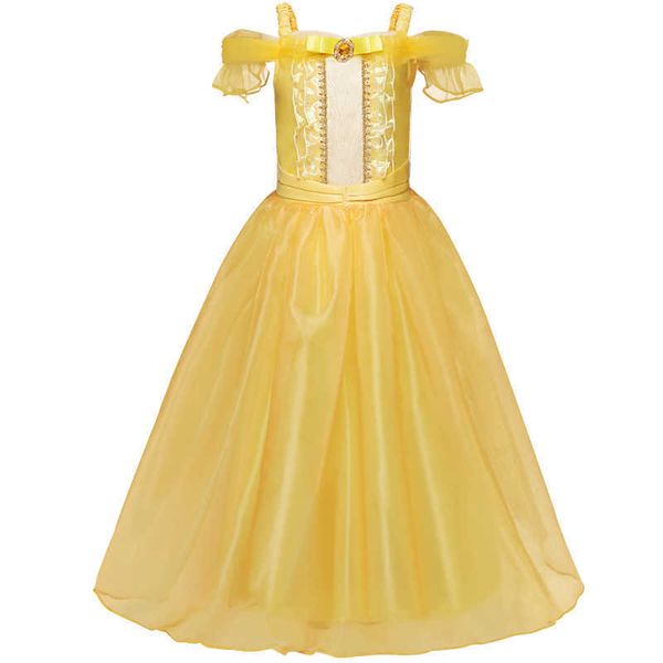

bell halloween snow and ice beauty and beast bell princess dress girl performance dress, Red;yellow