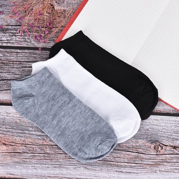 

men's socks 3 pairs women comfortable solid slippers short ankle 5 color, Black