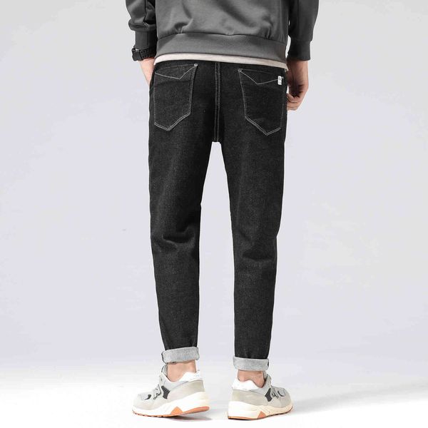 

autumn and winter high-quality men's denim 2021 new black versatile fashion slim fit small foot leisure, Blue