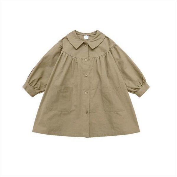 

spring autumn korean girls khaki windbreaker cotton baby girl jacket children dress coat british kids overcoat trench, Camo