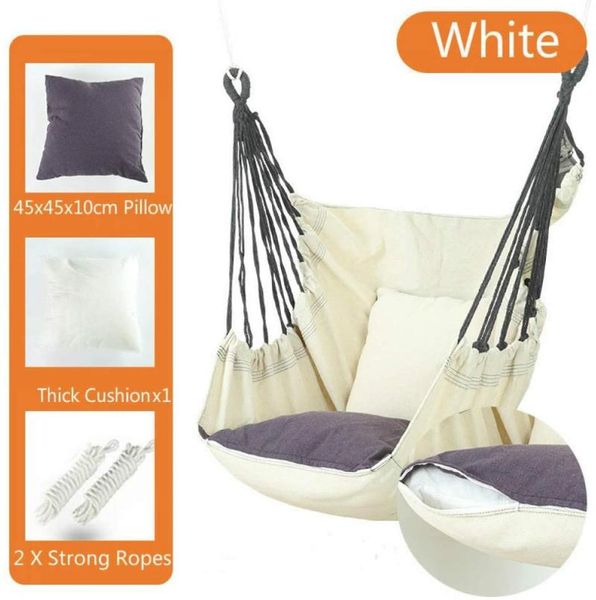 

outdoor hanging chair for adults and children, canvas hammock including a pillow and seat cushion 30 x 100 x 120 cm