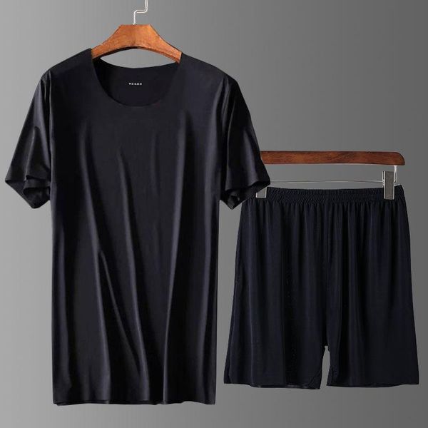 

men's tracksuits (short sleeves + shorts) men's leisure classic suit 2021 summer ice silk, Gray