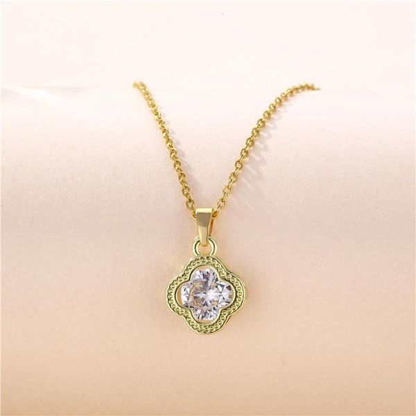 

pendant necklaces jewelry gift gold plated lucky zircon clavicle female's choker bridal wedding for girls, Silver