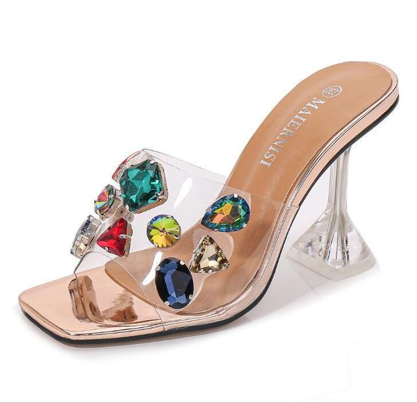 

sandals transparent pvc women pointed clear crystal cup high heel stilettos pumps summer shoes peep toe size 46, Black