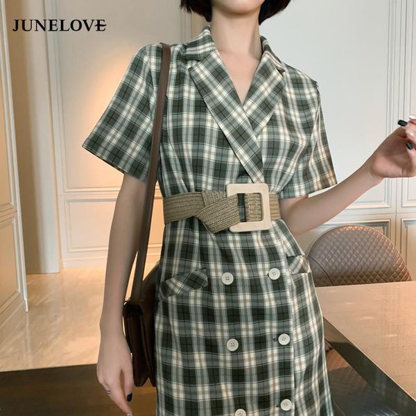 

summer women short sleeve plaid dress vintage with belt female straight dress casual street office lady fashion vestido, Black;gray