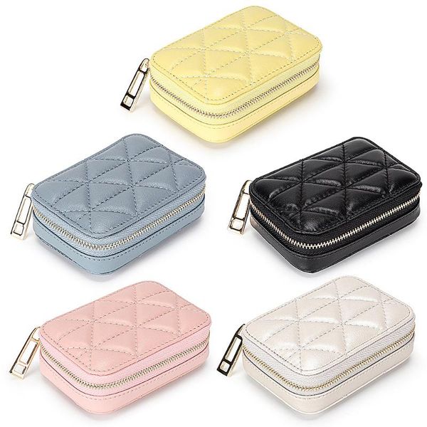 

storage bags 2021 fashon leather lipstick case travel portable cosmetic bag square with mirror