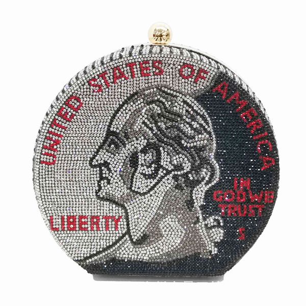 

2021 rubber diamond coin dollar bag head dinner women's hand inlaid evening