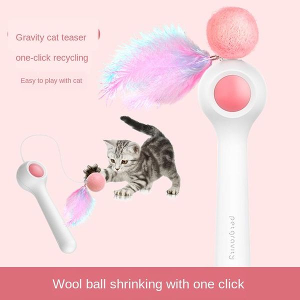 

cat toys supplies stretchable and shrinkable teaser kitten play interactive fun toy wand pet rod lovely