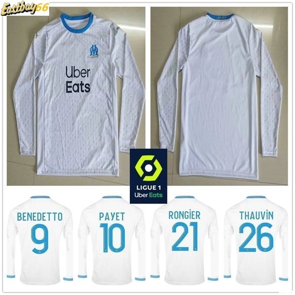 

2020 olympique de om marseille long sleeve soccer jerseys 9 benedetto .gustavo 10 payet 26 thauvin kamara custom 2021 home football shirt, Black;yellow
