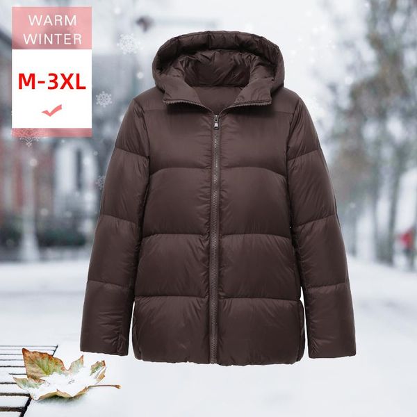

women's down & parkas winter women short white duck jacket with hood female thick loose soft warm zipper coat big size windproof good q, Black