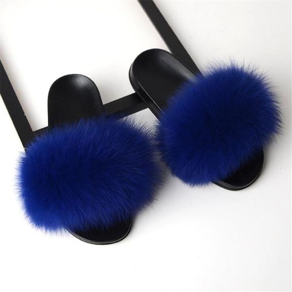 

woman fur home sandals ladies flip flops women real slippers fashion beach hairy slides femmes outside fluffy flat shoes1, Black