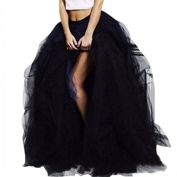 

skirts black women's tiered ruffle side split floor-length custom made cocktail skirt