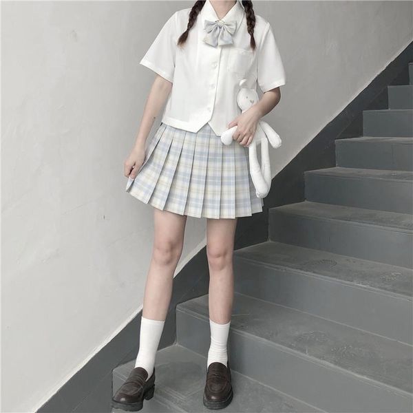 

women's blouses & shirts jk uniform shirt soft sweet short-sleeve japanese girly solid all-match blouse summer loose pockets female clo, White