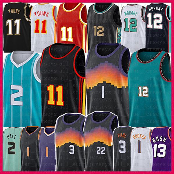 

devin booker trae young chris paul basketball jersey ja morant lamelo ball gordon hayward jerseys 1 11 3 12 2 20, Black;blue