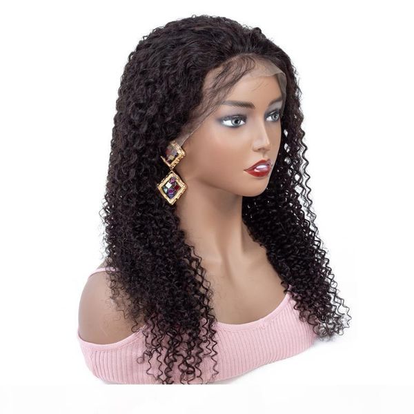 

ariel kinky curly 13x4 lace front human hair wigs pre plucked remy human hair 4x4 lace closure wigs 150% density 8-34 inch long, Black;brown