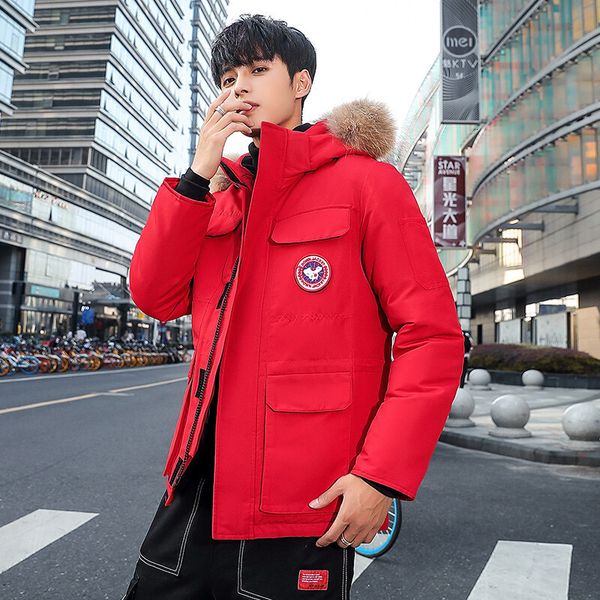 

off season down jacket men's short work clothes canadian fashion brand winter couple tide goose warm, Black