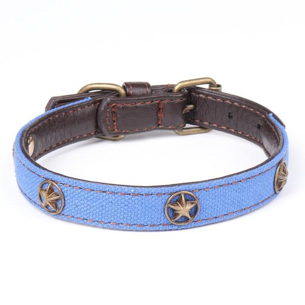 

new pu leather dog collar simple pentagram pattern necklace for small and medium dog pet collar accessories with 4 color