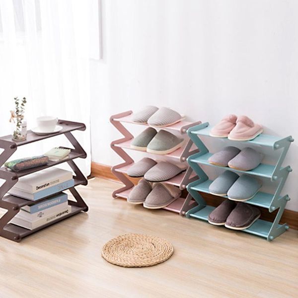 

clothing & wardrobe storage "z" shape shoe rack tower organizer cabinet entryway stackable shelf unit with 4-tier durable stainles