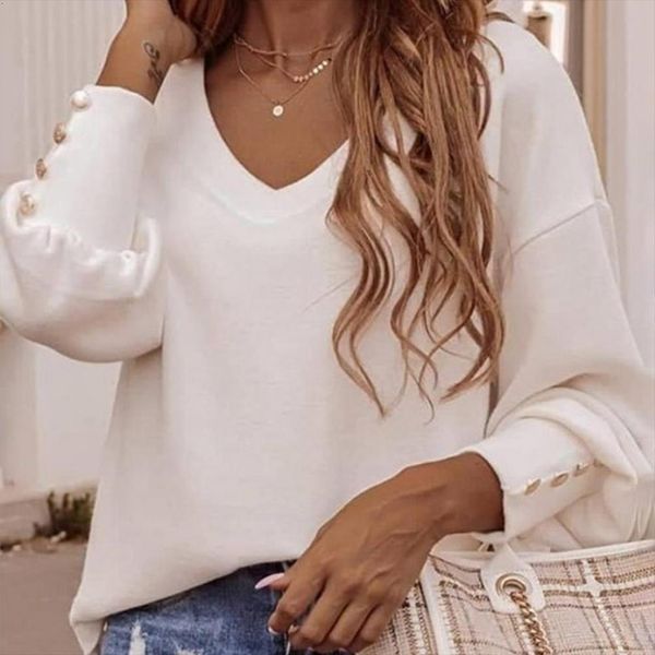 

womens fashion solid color women sweaters pullover round neck long sleeve simple and elegant mujer blouse, White;black