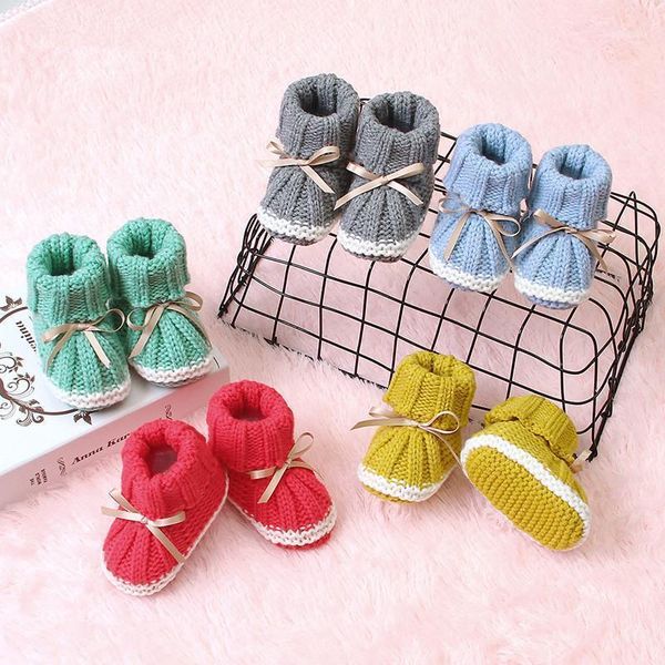 

first walkers born baby girl bowknot winter warm autumn infant toddler crochet prewalker boots soft sole boy shoes cute 0-24m1