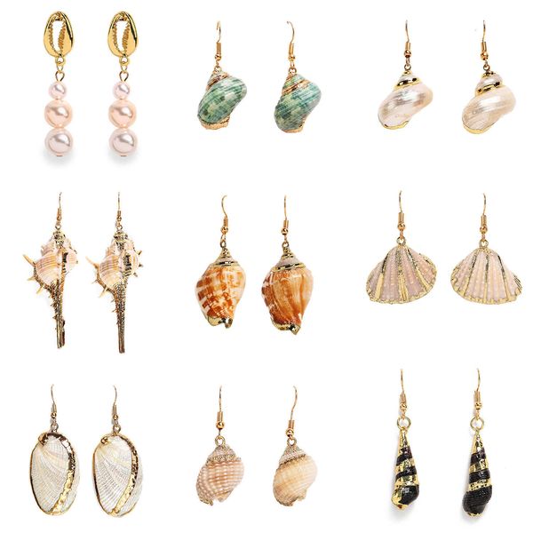 

5017 special color shell gold plated earrings beach conch earrings, Silver