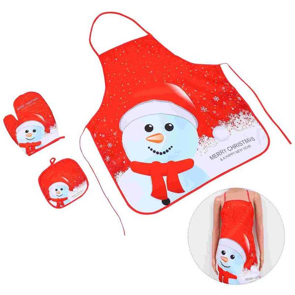 

mats & pads 1 set christmas apron fabric cartoon kitchen anti-scald glove
