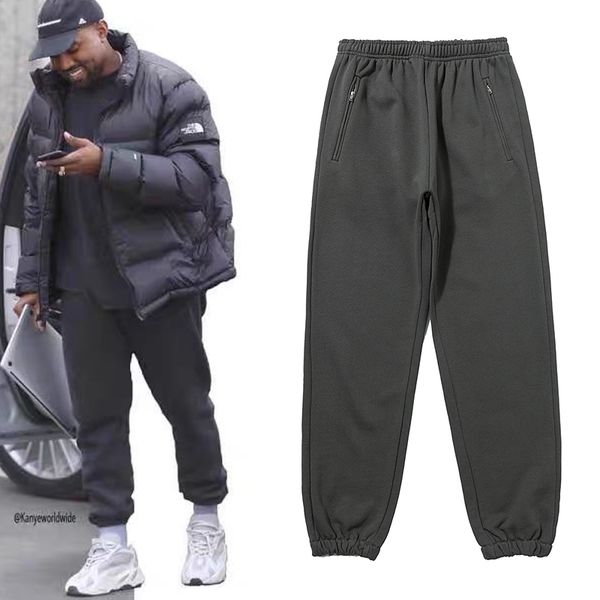 

2021 new kanye west slido drawstring joggers sweatpants homens e mulheres baggy zper bolsos casuais oversize s2lg, Black