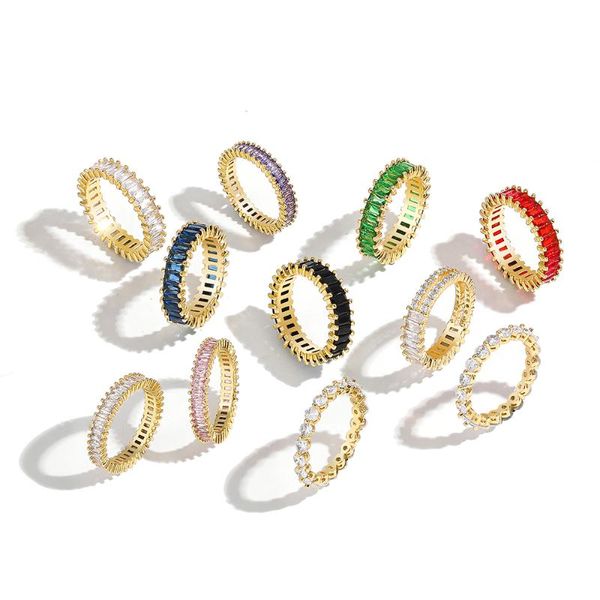 Hochzeit Ringe Mode Multi-Color Glänzende CZ Stein Gold Für Frauen Eternity Bands Zirkon Engagement Schmuck Liebe Geschenk